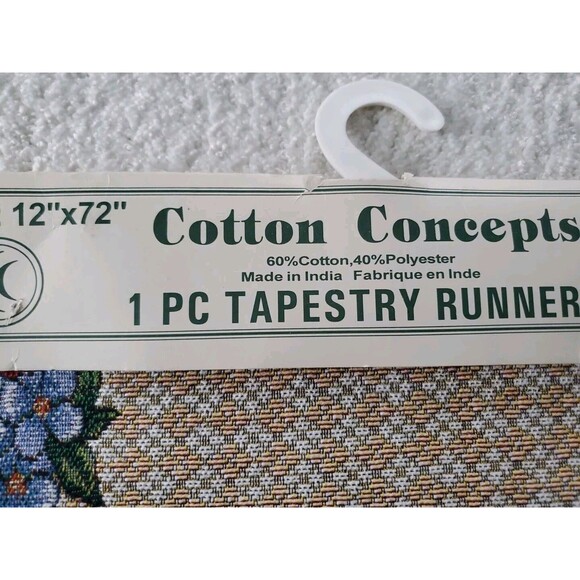 Vintage Cotton Concepts 12"x72" 1 Pc Floral Butterflies Tassel Tapestry Runner - Picture 9 of 9